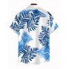 Hawaiian Vacation Couple Outfit Colorblock Palm Leaf Print Pocket Off the Shoulder Romper and Shirt Set - Blanc S | US 4