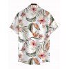 Hawaiian Couple Outfit Tropical Flower Leaf Print Lace Hollow Out Slit Dress and Shirt Set - Blanc S | US 4