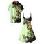 Vacation Couple Outfit Contrast Color Hibiscus Floral Monstera Leaf Print Spaghetti Strap Dress and Shirt Set - Vert clair S | US 4