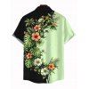 Vacation Couple Outfit Contrast Color Hibiscus Floral Monstera Leaf Print Spaghetti Strap Dress and Shirt Set - Vert clair S | US 4