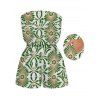 Vacation Couple Outfit Vintage Ethnic Floral Print Pocket Off the Shoulder Romper and Hollow Out Shirt Set - Vert S | US 4