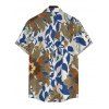 Vacation Vintage Couple Outfit Paisley Floral Leaf Print Pocket Off the Shoulder Romper and Shirt Set - Bleu Marine S | US 4