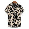 Beach Vacation Couple Outfit Tropical Monstera Palm Leaf Print Pocket Off the Shoulder Romper and Shirt Set - BLACK S | US 4
