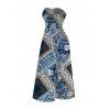 Bohemian Couple Outfit Paisley Geometric Print Pocket Bowknot Off the Shoulder Jumpsuit and Shirt Set - NAVY BLUE S | US 4