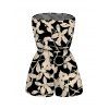Beach Vacation Romper Tropical Monstera Palm Leaf Print Pocket Off the Shoulder Romper - Noir XXL | US 14