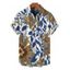 Men's Vintage Vacation Shirt Paisley Floral Leaf Print Button Up Shirt - Cadetblue 5XL