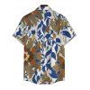 Men's Vintage Vacation Shirt Paisley Floral Leaf Print Button Up Shirt - Cadetblue 5XL