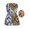 Vacation Vintage Romper Paisley Floral Leaf Print Pocket Off the Shoulder Romper - Bleu Marine XXL | US 14