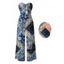 Bohemian Jumpsuit Paisley Geometric Print Pocket Bowknot Off the Shoulder Vacation Jumpsuit - Bleu Marine XXL | US 14