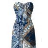 Bohemian Jumpsuit Paisley Geometric Print Pocket Bowknot Off the Shoulder Vacation Jumpsuit - Bleu Marine XXL | US 14