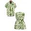 Beach Vacation Couple Outfit Line Art Floral Leaf Print Pocket Off the Shoulder Romper and Shirt Set - PLANT GREEN S | US 4
