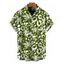 Men's Hawaiian Vacation Shirt Coconut Tree Leopard Print Button Up Shirt - PLANT GREEN 5XL