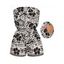 Hawaiian Vacation Romper Monochrome Vintage Floral Bird Print Pocket Off the Shoulder Romper - Noir M | US 6