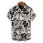 Men's Hawaiian Vacation Shirt Monochrome Vintage Floral Bird Print Button Up Shirt - Noir 5XL