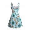 Hawaiian Dress Tropical Palm Leaf Print Ruched Bust Mini Vacation Dress - Bleu clair XXXXXL | US 20