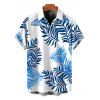 Men's Hawaiian Vacation Shirt Colorblock Palm Leaf Print Button Up Shirt - Blanc 5XL