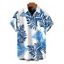 Men's Hawaiian Vacation Shirt Colorblock Palm Leaf Print Button Up Shirt - Blanc 5XL