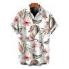 Men's Hawaiian Shirt Tropical Flower Leaf Print Button Up Vacation Shirt - Blanc 5XL