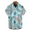Men's Hawaiian Shirt Tropical Palm Leaf Print Button Up Vacation Shirt - Blanc 5XL