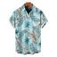 Men's Hawaiian Shirt Tropical Palm Leaf Print Button Up Vacation Shirt - Blanc 5XL