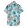 Men's Hawaiian Shirt Tropical Palm Leaf Print Button Up Vacation Shirt - Blanc 5XL