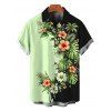 Men's Vacation Shirt Contract Color Hibiscus Floral Monstera Leaf Print Button Up Shirt - Vert clair 5XL