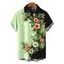 Men's Vacation Shirt Contract Color Hibiscus Floral Monstera Leaf Print Button Up Shirt - Vert clair 5XL