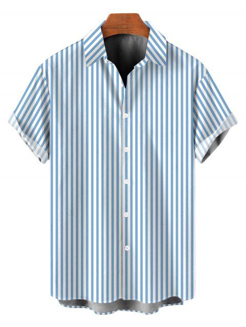 Chemise de plage pour homme à rayures bicolores et boutons