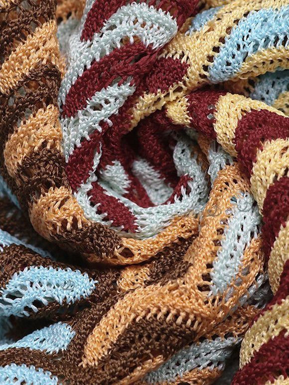 Bohemian Vacation Knitted Dress Colorblock Arrow Ethnic Print Spaghetti Strap Bodycon Dress - multicolor XXL | US 14