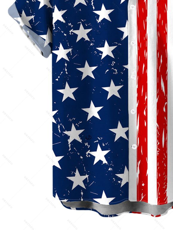 Independence Day Couple Outfit American Flag Star Striped Print Halter 3 pcs Swimsuit with Cover-up and Shirt Set - multicolor A S | US 4