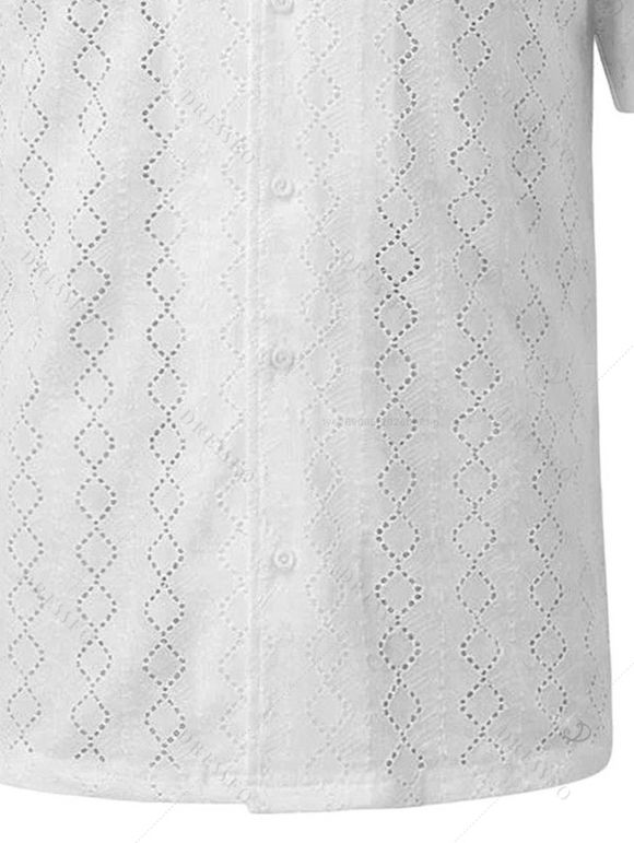 Beach Couple Outfit Polka Dots Print Colorblock High Cut Briefs Halter Faux Twinset Bikini Swimsuit and Hollow Out Shirt Set - multicolor S | US 4