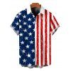 Independence Day Couple Outfit American Flag Star Striped Print Halter 3 pcs Swimsuit with Cover-up and Shirt Set - multicolor A S | US 4