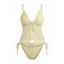 Beach Tankini Swimsuit Solid Color Lace Ruffle Tied High Cut Vacation Swimwear Set - Jaune clair M | US 6