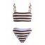 Beach Tankini Swimsuit Striped Print Ring Strap High Cut Briefs Swimwear Set - marron foncé S | US 4
