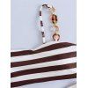 Beach Tankini Swimsuit Striped Print Ring Strap High Cut Briefs Swimwear Set - marron foncé L | US 8