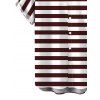 Vintage Couple Outfit Striped Print Ring Strap High Cut Briefs Tankini Swimsuit and Shirt Set - DEEP BROWN S | US 4