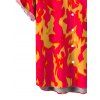 Vacation Couple Outfit Colorblock Flame Print Cinched Dual Strap Tankini Swimsuit and Shirt Set - ORANGE S | US 4