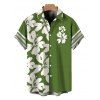 Hawaii Couple Outfit Tribal Hibiscus Floral Print Bowknot Off the Shoulder Jumpsuit and Shirt Set - LIGHT GREEN S | US 4