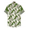 Hawaii Couple Outfit Tribal Hibiscus Floral Print Bowknot Off the Shoulder Jumpsuit and Shirt Set - LIGHT GREEN S | US 4