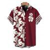 Hawaii Couple Outfit Tribal Hibiscus Floral Print Bowknot Off the Shoulder Jumpsuit and Shirt Set - Rouge Vineux S | US 4