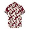 Hawaii Couple Outfit Tribal Hibiscus Floral Print Bowknot Off the Shoulder Jumpsuit and Shirt Set - Rouge Vineux S | US 4
