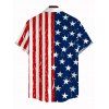 Men's Independence Day Shirt Vintage American Flag Elements Star Striped Print Colorblock Button Up Patriotic Shirt - multicolor A 5XL