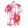Men's Hawaiian Shirt Watercolor Lily Floral Print Button Up Vacation Shirt - Blanc 5XL