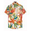 Men's Hawaiian Shirt Colorblock Watercolor Floral Leaf Print Button Up Shirt - multicolor A 5XL