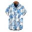 Men's Hawaiian Shirt Lily Floral Shell Print Button Up Vacation Shirt - Bleu Poudre 5XL