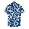 Men's Vacation Shirt Minimal Abstract Tropical Leaf Print Button Up Shirt - Bleu Marine 5XL