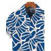 Men's Vacation Shirt Minimal Abstract Tropical Leaf Print Button Up Shirt - Bleu Marine 5XL