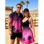 Vacation Couple Outfit Ombre Coconut Tree Seagulls Pattern Spaghetti Strap V Neck A Line Mini Tank Dress and Roll Up Sleeve Shirt Beach Matching Outfit - Vert S | US 4