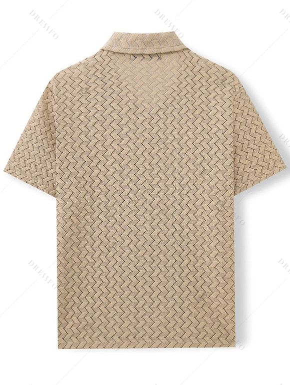 Hawaiian Vacation Couple Outfit Textured Leaf Print Cut Out One-piece Swimsuit and Zig Zag Hollow Out Shirt Set - marron foncé S | US 4