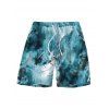 Men's Beach Shorts Vintage Tie Dye Abstract Print Drawstring Vacation Shorts - Paon Bleu S